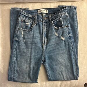 Abercrombie & Fitch Blue Straight Leg Jeans Distressed